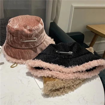 Moda de iarnă Pălărie de Catifea Peroneu Roz de Înaltă Calitate Pescar Pălărie Reflectorizante Zăpadă capac de Culoare Pură Flat Top Pălărie Gros