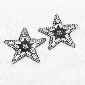 alb negru stele Strasuri de cristal Margele de fier pe patch-uri T-shirt sac de Blugi decor patch rochie de Mireasa accesorii de îmbrăcăminte