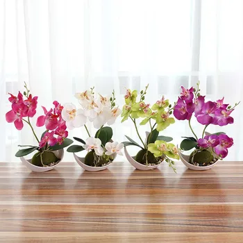 Flori Artificiale Fluture Orhidee Pentru Decor Nunta Trident Fluture Orhidee Mătase Fals Flori Decor Acasă Peisaj Ghiveci