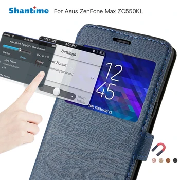 Pu Caz Telefon din Piele Pentru Asus ZenFone Max ZC550KL Flip case Pentru Asus ZC550KL Fereastra de Vizualizare Cartea Caz Moale Tpu Silicon Capac Spate