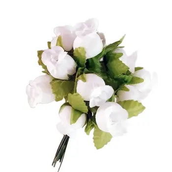 Mini Culoare Alb-Roz Butoane Obiect De Decor De Suveniruri Petrecere Meserii Flori Artificiale Buque