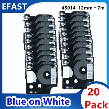 20 Pack 12mm 45014 Albastru pe alb compatibil dymo D1 12mm imprimantă de etichete 45014 laminat eticheta casete pentru LM 160 280 label maker