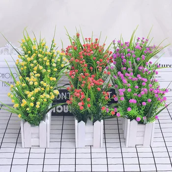 Flori Artificiale Gard De Lemn Bonsai Fals Flori Pentru Nunta De Gradina Din Lemn Gard Din Plastic Planta Gard Mic Decor De Flori De Plante