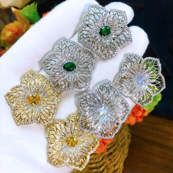 Soramoore Noi BOHO Trendy Mare Soare Cercei Floare Gol de Moda Plin Cubic Zirconia pentru Femei Nuntă la Modă, Cercei Bijoux