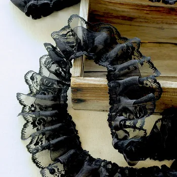 1M Negru Dantelă Tesatura Papusa Handmade, DIY Chingi Buchet Cadou Cordon 6CM Panglică Guler Rochie Eleganta Pentru Femei Mireasa Materiale