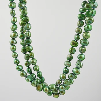 Design unic AA 7-8MM Colier de Perle de 3 Rânduri Verde Real Perle de apă Dulce Bijuterii Fine Fermecător Petrecerea de Ziua Doamna Cadou