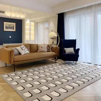 Lumina de Lux Nordice se Ingroase Lână Covor și Covor pentru Living Modern Geometrice Dormitor Preș Noptiera Zona Covor de Țapiș