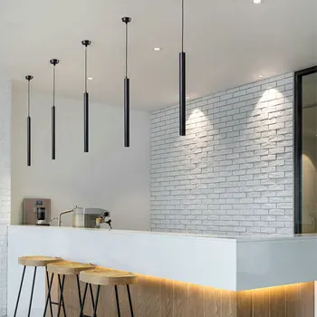 Tub lung pandantiv lampă led restaurant modern, minimalist, recepție creative lampa Nordic cilindrice lampă de agățat