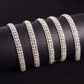 3 Curtea De Cristal Stras Lanț Aproape 3 Randuri Diamante Tunderea Cusut Meserii De Bază De Argint Pentru Rochie De Mireasa Pantofi De Bricolaj Decoratiuni
