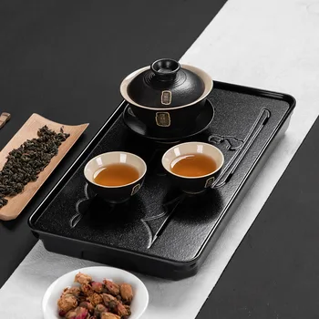 Masă De Cafea Simplu Ceai Uscat Tava Melamina De Bambus, Drenaj De Stocare A Apei De Călătorie De Ceai Tava Ceremonia Ceaiului Chineză Kung Fu Teaset
