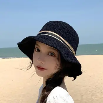 Vara Dotata pălărie pescar capac pălărie găleată Pliabilă Vizor capac în aer liber, Vacanță, Plajă, soare, Pălărie de protecție femei pălărie Panama pălărie de soare