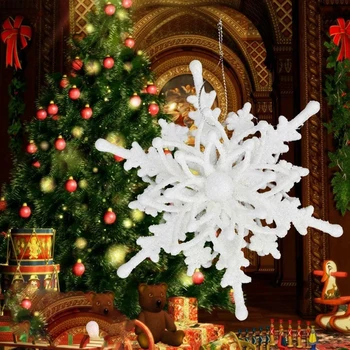 10buc 12cm Decoratiuni de Craciun de Mare Pandantiv Fulg de nea 3D din Plastic cu Sclipici Xmas Copac Agățat Decoratiuni Ornamente de Decor Acasă Noi