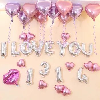 16/18inch Inima în Formă de Folie de Aluminiu Baloane Te Iubesc Nunta Romantica de Ziua Îndrăgostiților Fericit Ziua de naștere Partidul Decor Baloane