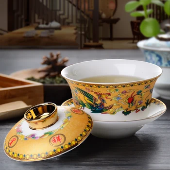 Tangshan, China Os acoperit bolul de ceai kung fu castron de ceai Sancai acoperite castron jingcha cana de ceai castron de porțelan set de ceai