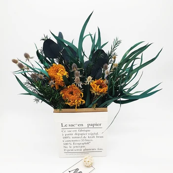 Mic Buchet De Flori Uscate Pentru Decor Acasă De Floarea Soarelui, Frunze De Eucalipt BlueStar Pin Aranjament De Flori Meserii, Decorare Nunta