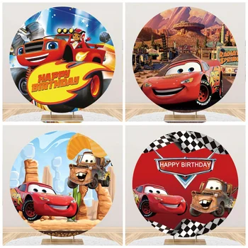 Personalizate Disney Cars Mcqueen Tema Rundă De Fotografie, Fundaluri Pentru Studio Foto Petrecere De Aniversare Pentru Copii Decoratiuni De Fundal
