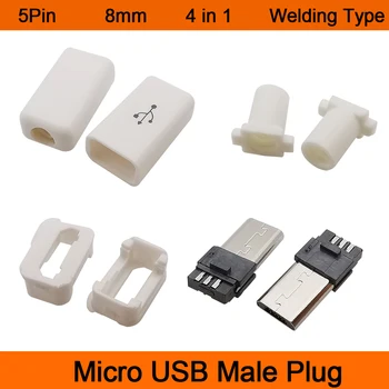 5Pcs Sudare Tip Micro USB de sex Masculin Conector 5Pin MicroUSB Coada de Încărcare Priză 4 în 1 DIY Cablu de Date Interfață Repara Prize