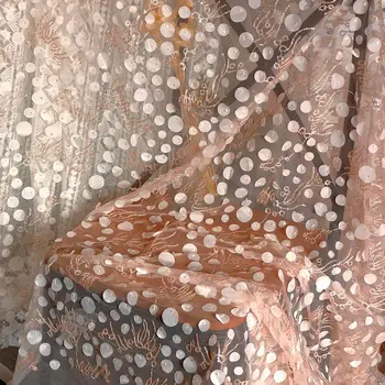 Superba Veneția Dantela Tesatura 3D Petale Brodate Dantelă Tesatura Roz cu Paiete Țesături cu Ochiuri Rochii de Mireasa din Africa de Mireasa Tul