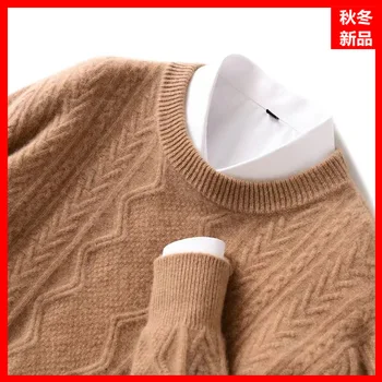 Pulover barbati gât rotund model îngroșat pulover pulover vrac business casual tricotate pulover de cașmir