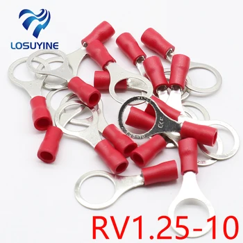 RV1.25-10 Roșu 22-16 AWG 0.5-1.5mm2 Izolate Inel Terminal Cablu de conectare Conector de Sârmă 100BUC/Pachet RV1-RV 10