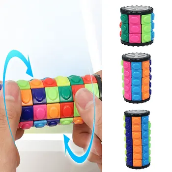 3D Roti Slide Cilindru Cub Magic Colorate Babylon Tower de Relief de Stres Cub Copii Puzzle Jucării pentru Copii, Adulți Fermecător
