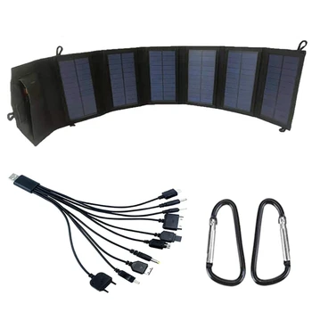 20W 5V Pliabil Panou Solar Soarele Putere, Celule Solare Pachet 10In1 Cablu USB Portabil Solare Încărcător de Telefon Pentru Drumetii, Camping