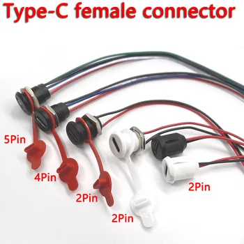 Mai multe tipuri de USB-C de Tip rezistent la apa Conector USB Direct de compresie baza de sex Feminin Socket Interfață de Încărcare Cu Sarma de Sudura