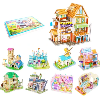Copii 3D DIY Asamblate Casa de Jucărie Manual de Casa de Simulare Vila Puzzle Castelul Construirea de Puzzle Distractiv de Bord Spumă Pentru Copii Cadouri