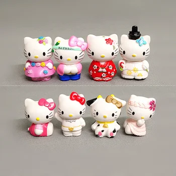 Sanrio Hello Kitty Cifre 5cm Pisici Drăguț Creativ Cadou de Ziua 8pcs/Colectare set de Ornamente din PVC Model de Jucărie pentru Copii Cadouri