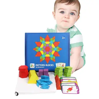 Din Lemn Model Blocuri Set De 155 De Piese Geometrice De Sortare Blocuri Montessori Puzzle-Uri Grădiniță Clasic De Învățământ Montessori