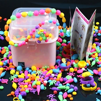550Pcs Manual DIY fără Fir Șir Margele Jucărie Cu Cutie de Depozitare Creative Fata de Bijuterii Brățară Bijuterii de Luare Jucarii Educative