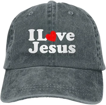 Unisex Șapcă De Baseball Denim Pălărie Îl Iubesc Pe Isus Reglabil Snapback Vânătoare Capac