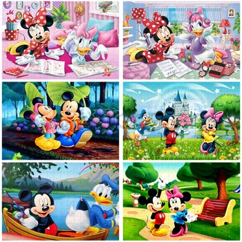 Mickey si Minnie Montessori Puzzle Disney Mickey Mouse Jigsaw Puzzle-uri de Desene animate Disney Anime Jucarii Hobby-uri Jocuri, Puzzle-uri pentru Copii Cadouri