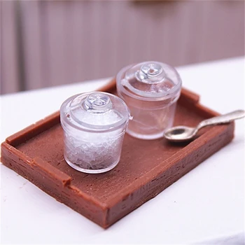 2 buc 1:12 Miniatură Sticle de Sticlă, Borcane pentru Condimente Spice Set de Bucătărie casă de Păpuși Accesorii Papusa Casa Decor