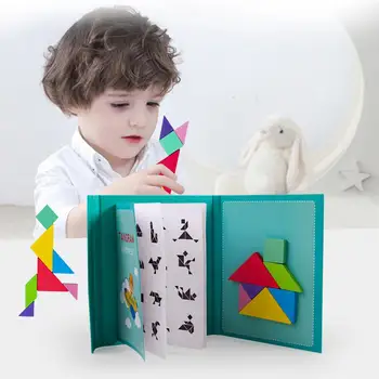 Copii din Lemn Magnetic Geometrice 3D Jigsaw Puzzle Forma Jucarii Montessori Devreme Jucării Educative pentru Copii Jucarii Cunoaștere Joc