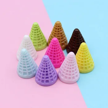 Cele mai noi 100buc Colorate Flatback rasina de Plastic conuri de inghetata lână simțit mingea conuri copii, articole pentru acoperirea capului diy accesorii Craft