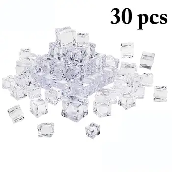 30Pcs 20mm Cub de Formă Pătrată Sticlă Luciu Cuburi de Gheata False Acrilice Artificiale Cuburi de Gheață Cristal Clar Recuzită Fotografie Bucătărie