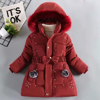Fete Haine Pentru Moda De Iarna Cu Gluga Cu Fermoar Iarna Parka Pentru 4 6 8 10 12 Ani De Cald În Jos Jacheta De Bumbac Îmbrăcăminte De Culoare Solidă