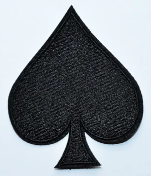 1x Negru pică costum de carte de joc motociclist retro poker fier pe patch aplicatiile (≈ 6.5 * 7,8 cm)