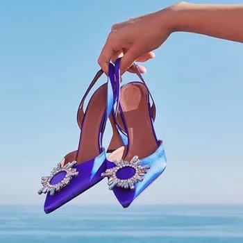 Baotou femei sandale 2022 primăvara și vara noi Muller cu toc înalt banchet de soare moda stras catarama superficial gura sandale