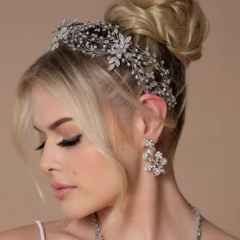 Handmade Floare Zircon Mireasa de Susținere a Părului Bijuterii pentru Femei de Lux Baroc Cristal Caciulita Coroana Accesorii de Nunta Cadou