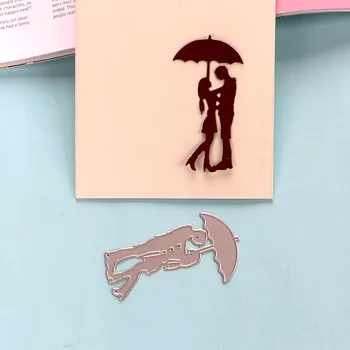 DUOFEN TĂIERE de METAL MOARE iubitorii în ploaie decupaj dantela relief stencil DIY Hârtie Album Album 2019 noi
