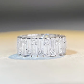 WPB S925 Argint Inele Iubitor Inel cu Diamant Dreptunghiular Ridicat de Carbon Diamant Bijuterii de Lux Fata de Nunta, Cadou Nou Trend