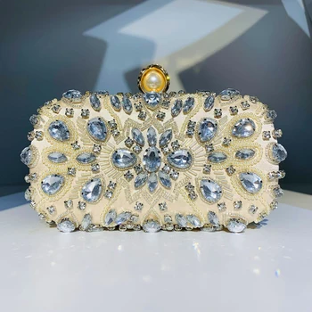 Satin Pentru Femei Vintage Zi Ambreiaj Diamante De Lux Saci De Seara De O Parte Design Nou Mici Genți De Mână Pungă