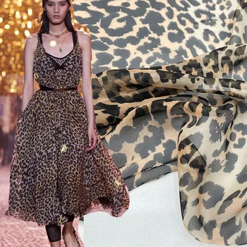 Brand 100% Poliester Leopard de Imprimare Tesatura de Sifon Subțire de Îmbrăcăminte pentru Femei Fusta Handmade, Diy Țesături Pânză de Metru de Material