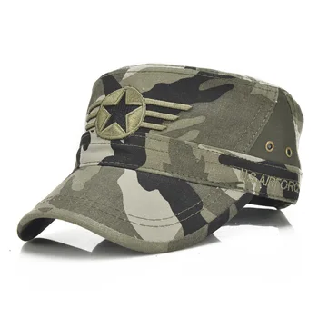 Noi NE AERIENE Militare Brodate Pălărie Bărbați Femei Camuflaj Reglabil Sus Plat Diagonal de Bumbac Capac de Armata tata pălărie