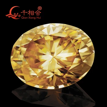 ovale tăiat diamant șampanie / lumină și întuneric culoare galben Moissanite vrac bijuterii piatră prețioasă de a face