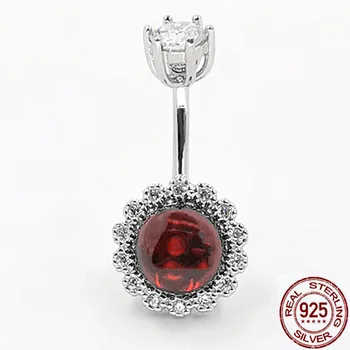 Argint 925 cristal roșu buric piercing ombligo corp bijuterii piercing în buric pentru femei sexy punk 2020