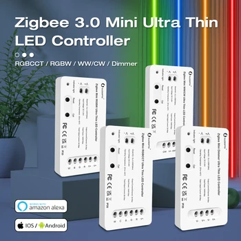 Gledopto Zigbee 3.0 Ultra Thin Mini RGBCCT WWCW LED Strip Controller Dormitor Bucătărie de Iluminat Alexa Voce APP Controller