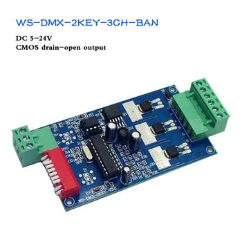 En-gros 3CH Ușor Controller dmx512,decodor,3 CH 1 grup,2key 1A fiecare CH max 15A,Pentru benzi cu LED-uri de lumină,modul DC5V-24V
